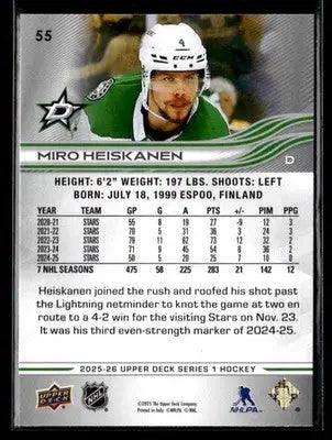 2025-26 Upper Deck #55 Miro Heiskanen - Hockey Card Single
