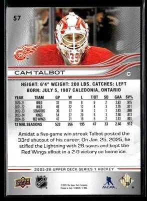 2025-26 Upper Deck #57 Cam Talbot - Hockey Card Single