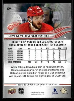 2025-26 Upper Deck #59 Michael Rasmussen - Hockey Card Single