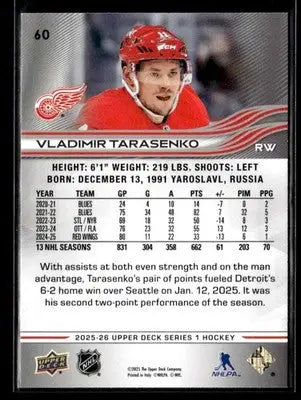 2025-26 Upper Deck #60 Vladimir Tarasenko - Hockey Card Single