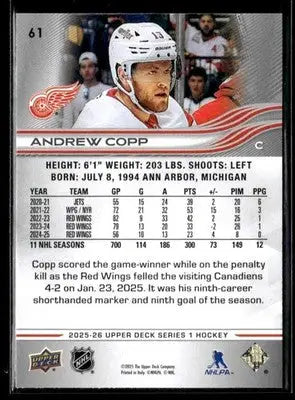 2025-26 Upper Deck #61 Andrew Copp - Hockey Card Single