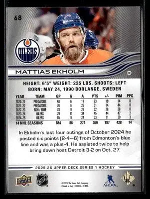 2025-26 Upper Deck #68 Mattias Ekholm - Hockey Card Single