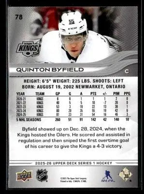 2025-26 Upper Deck #78 Quinton Byfield - Hockey Card Single