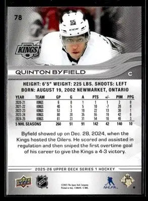 2025-26 Upper Deck #78 Quinton Byfield - Hockey Card Single