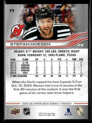 2025-26 Upper Deck #99 Stefan Noesen - Hockey Card Single