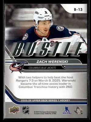 2025-26 Upper Deck #B-13 Zach Werenski Bustle - Hockey Card Single