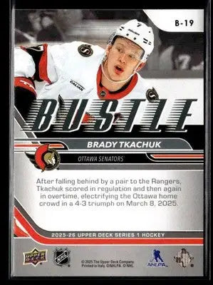 2025-26 Upper Deck #B-19 Brady Tkachuk Bustle - Hockey Card Single
