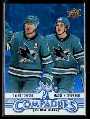 2025-26 Upper Deck #CM-11 Macklin Celebrini / Tyler Toffoli Compadres - Hockey Card Single