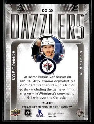 2025-26 Upper Deck #DZ-29 Kyle Connor Dazzlers Blue - Hockey Card Single