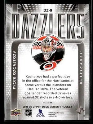 2025-26 Upper Deck #DZ-9 Pyotr Kochetkov Dazzlers Pink - Hockey Card Single