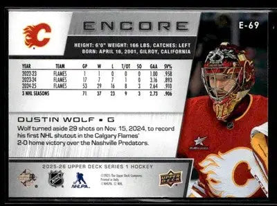 2025-26 Upper Deck #E-69 Dustin Wolf Encore - Hockey Card Single