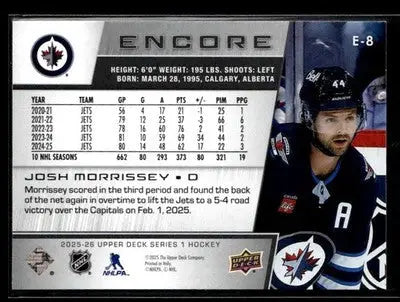 2025-26 Upper Deck #E-8 Josh Morrissey Encore - Hockey Card Single