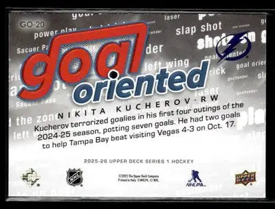 2025-26 Upper Deck #GO-20 Nikita Kucherov Goal Oriented - Hockey Card Single