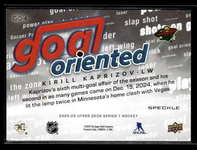 2025-26 Upper Deck #GO-4 Kirill Kaprizov Goal Oriented Speckle - Hockey Card Single