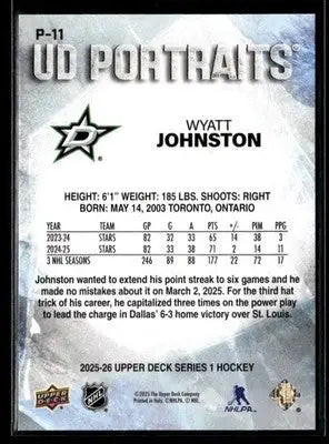 2025-26 Upper Deck #P-11 Wyatt Johnston UD Portraits - Hockey Card Single