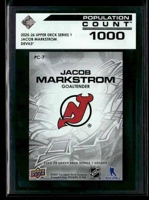 2025-26 Upper Deck #PC-7 Jacob Markstrom Population Count 1000 - Hockey Card Single