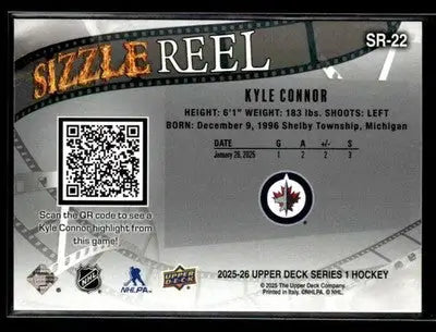 2025-26 Upper Deck #SR-22 Kyle Connor Sizzle Reel - Hockey Card Single