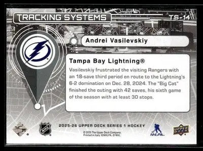 2025-26 Upper Deck #TS-14 Andrei Vasilevskiy Tracking Systems - Hockey Card Single