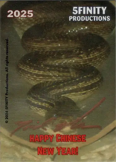 Coiled snake sketch card with dark stripes by Michael Munshaw for 2025 5finity Year Of The Snake