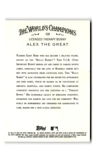 2025 Allen & Ginter #230 Alex the Great NM-MT ID:81566 - Baseball Card Single