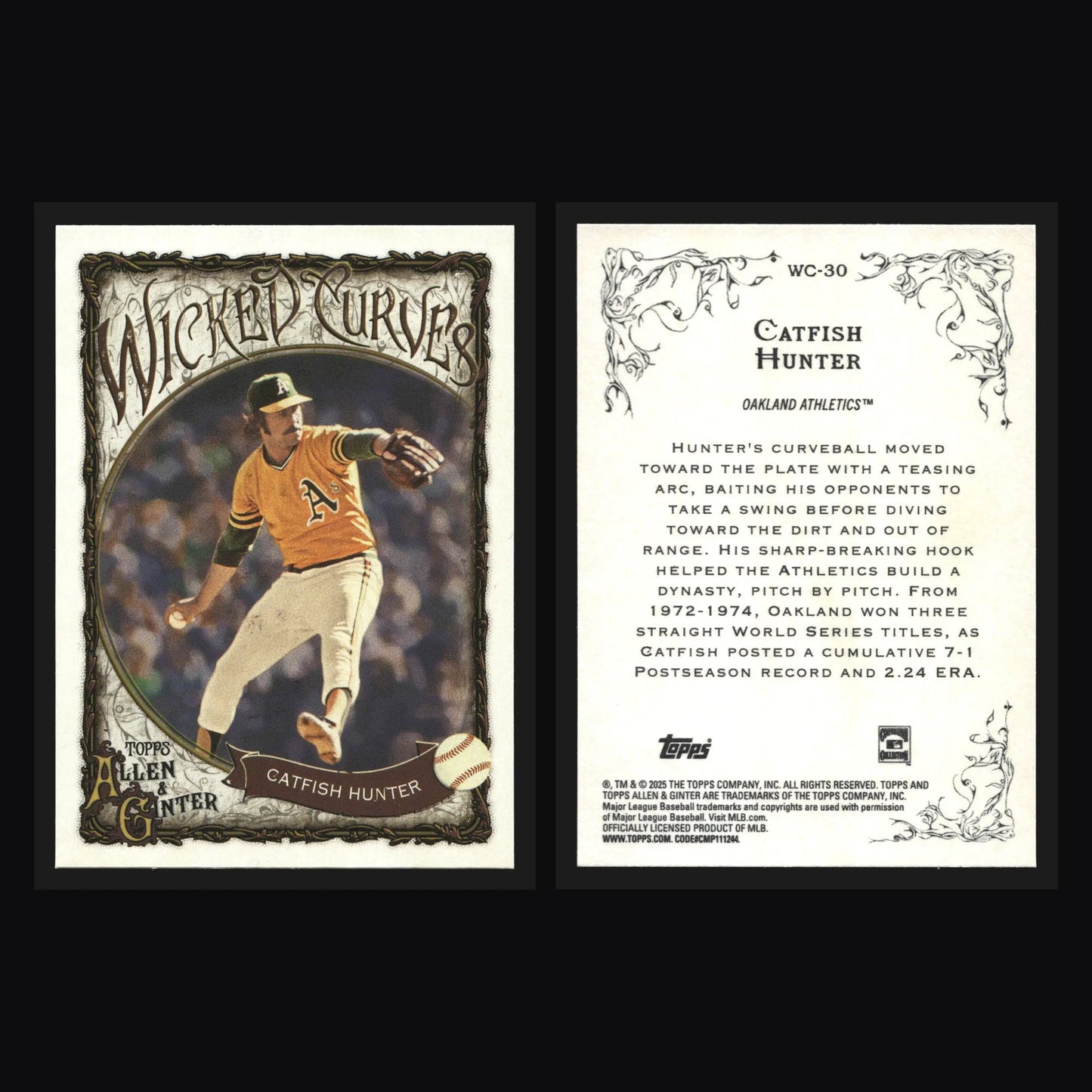 2025 Allen & Ginter Wicked Curves #WC-30 Catfish Hunter Athletics HOF - Baseball Card Single