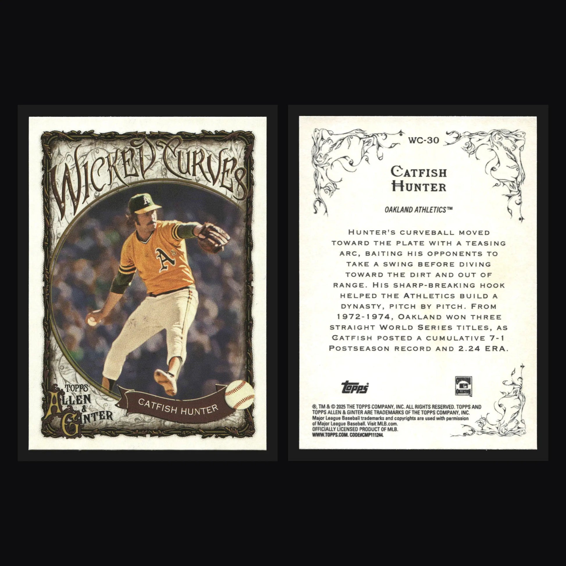 2025 Allen & Ginter Wicked Curves #WC-30 Catfish Hunter Athletics HOF - Baseball Card Single