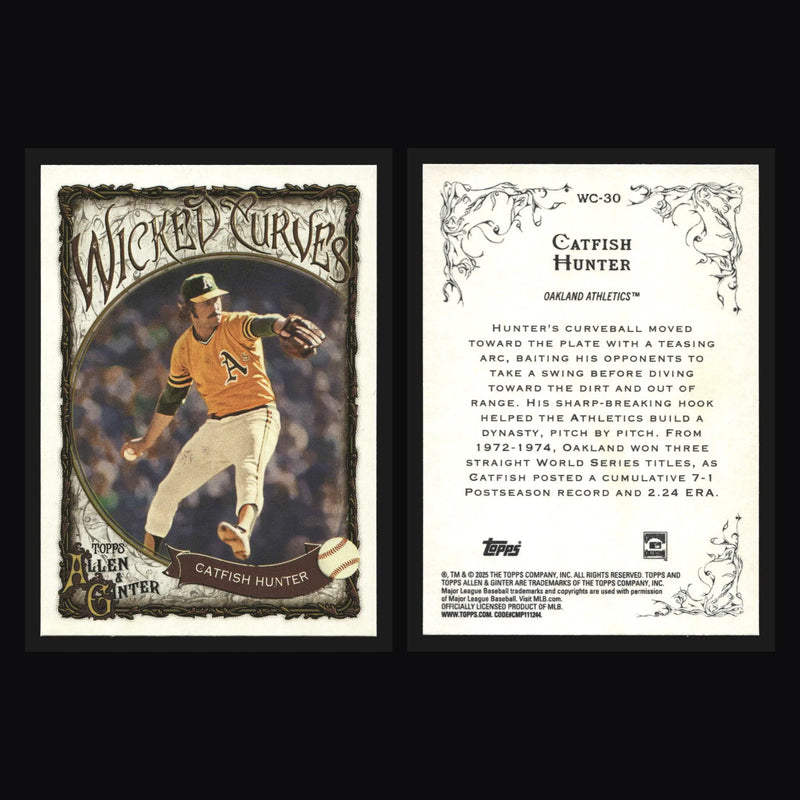 2025 Allen & Ginter Wicked Curves #WC-30 Catfish Hunter Athletics HOF - Baseball Card Single