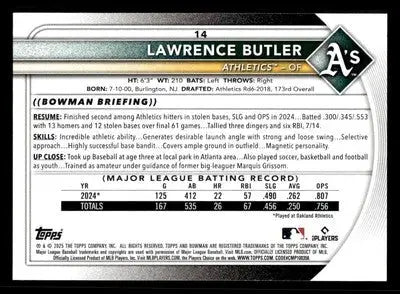2025 Bowman #14 Lawrence Butler - Baseball Card Single