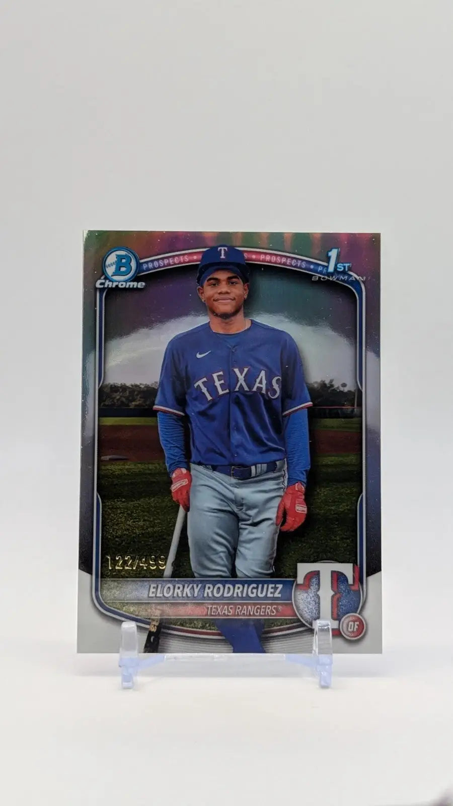 2025 Bowman 1st Chrome REFRACTOR/499 Elorky Rodriguez Texas Rangers #BCP-186 - Baseball Card Single