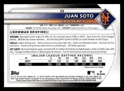 2025 Bowman #22 Juan Soto - Baseball Card Single