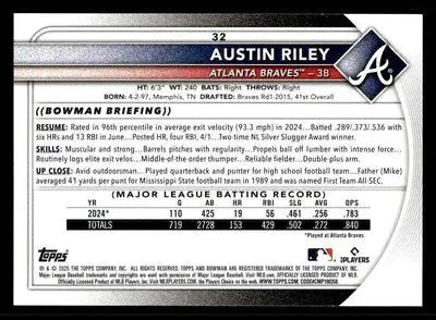 2025 Bowman #32 Austin Riley - Baseball Card Single