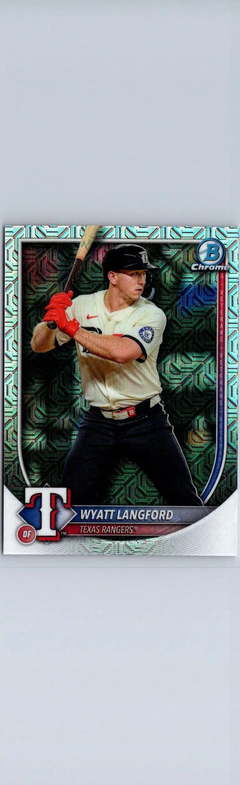 Wyatt Langford baseball card 2025 Bowman #33 Mojo Refractor collectible item