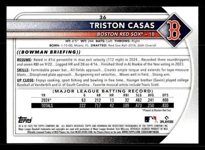 2025 Bowman #36 Triston Casas - Baseball Card Single