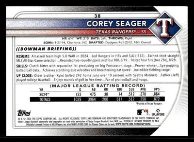 2025 Bowman #38 Corey Seager - Baseball Card Single