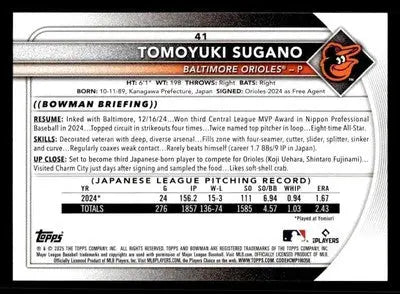 2025 Bowman #41 Tomoyuki Sugano - Baseball Card Single