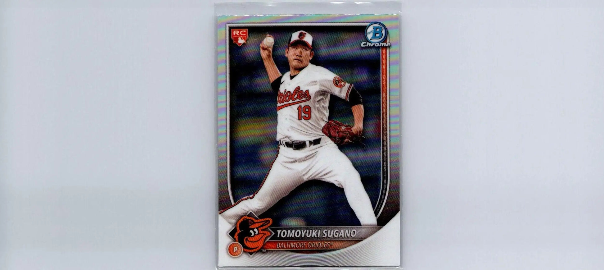 Tomoyuki Sugano Bowman Chrome Red Rookie Logo baseball card from 2025 Bowman #41