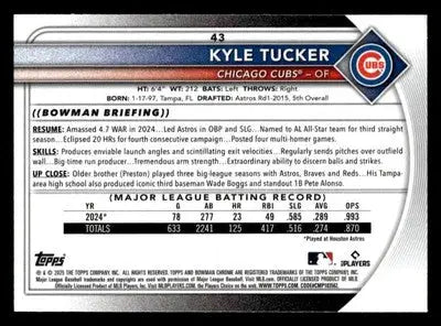 2025 Bowman #43 Kyle Tucker Mega Refractor - Baseball Card Single