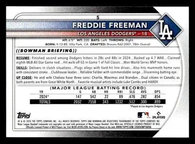 2025 Bowman #5 Freddie Freeman - Baseball Card Single