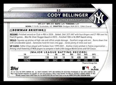 2025 Bowman #52 Cody Bellinger - Baseball Card Single