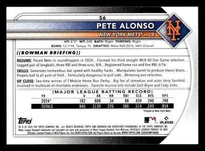 2025 Bowman #56 Pete Alonso - Baseball Card Single