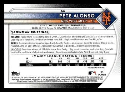 2025 Bowman #56 Pete Alonso - Baseball Card Single
