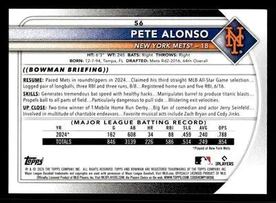2025 Bowman #56 Pete Alonso - Baseball Card Single