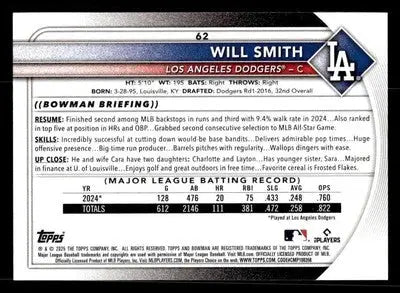 2025 Bowman #62 Will Smith - Baseball Card Single