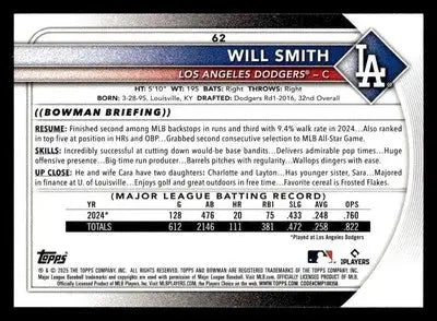 2025 Bowman #62 Will Smith - Baseball Card Single