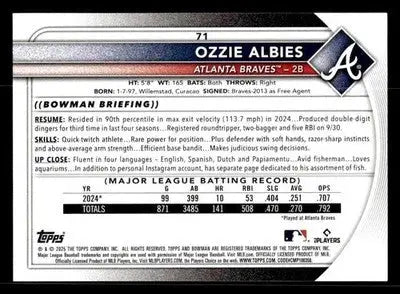 2025 Bowman #71 Ozzie Albies - Baseball Card Single