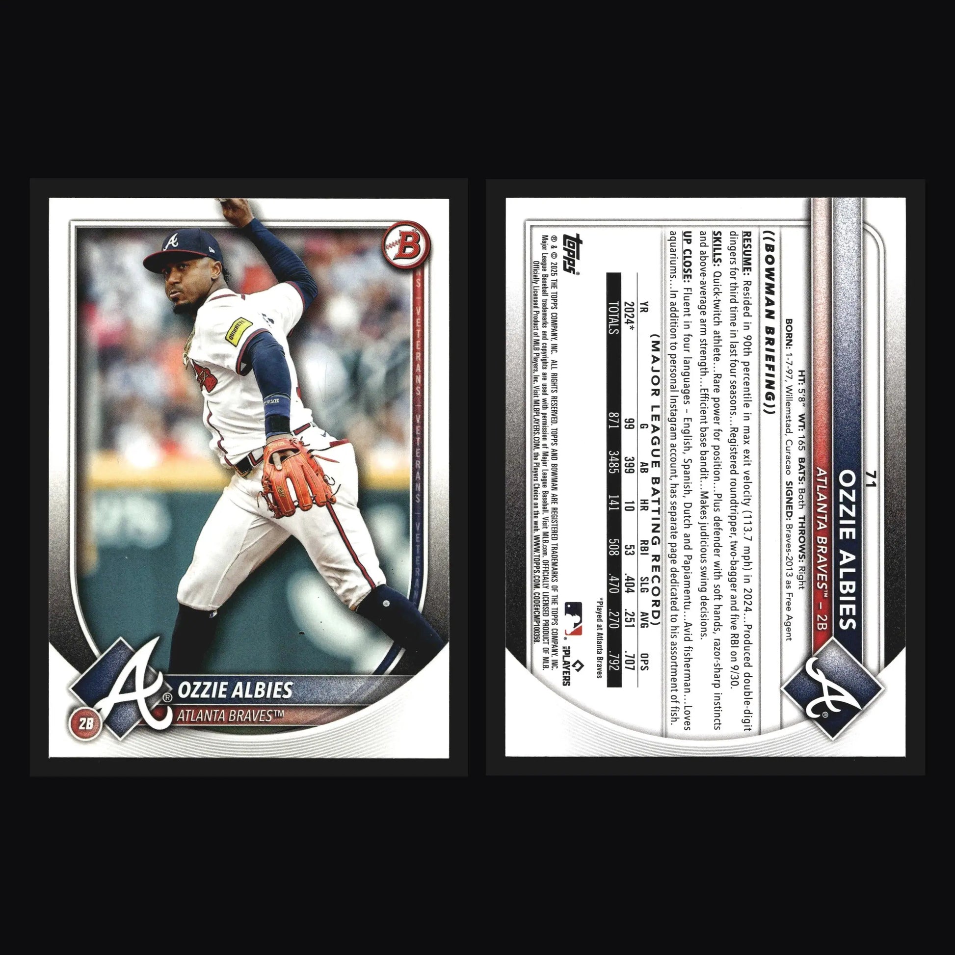 2025 Bowman #71 Ozzie Albies Atlanta Braves Veterans Paper Base