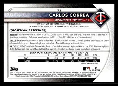 2025 Bowman #73 Carlos Correa - Baseball Card Single