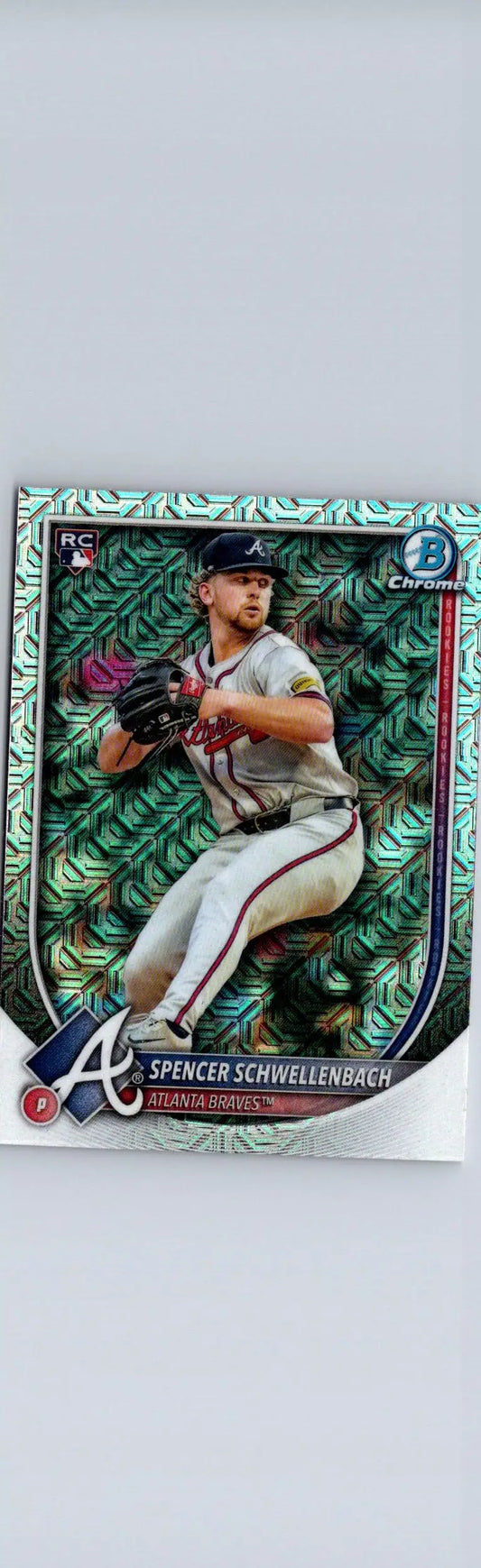 Spencer Schwellenbach baseball card from 2025 Bowman Chrome Mojo Refractor series