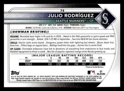 2025 Bowman #79 Julio Rodríguez - Baseball Card Single