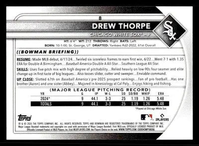 2025 Bowman #8 Drew Thorpe - Baseball Card Single